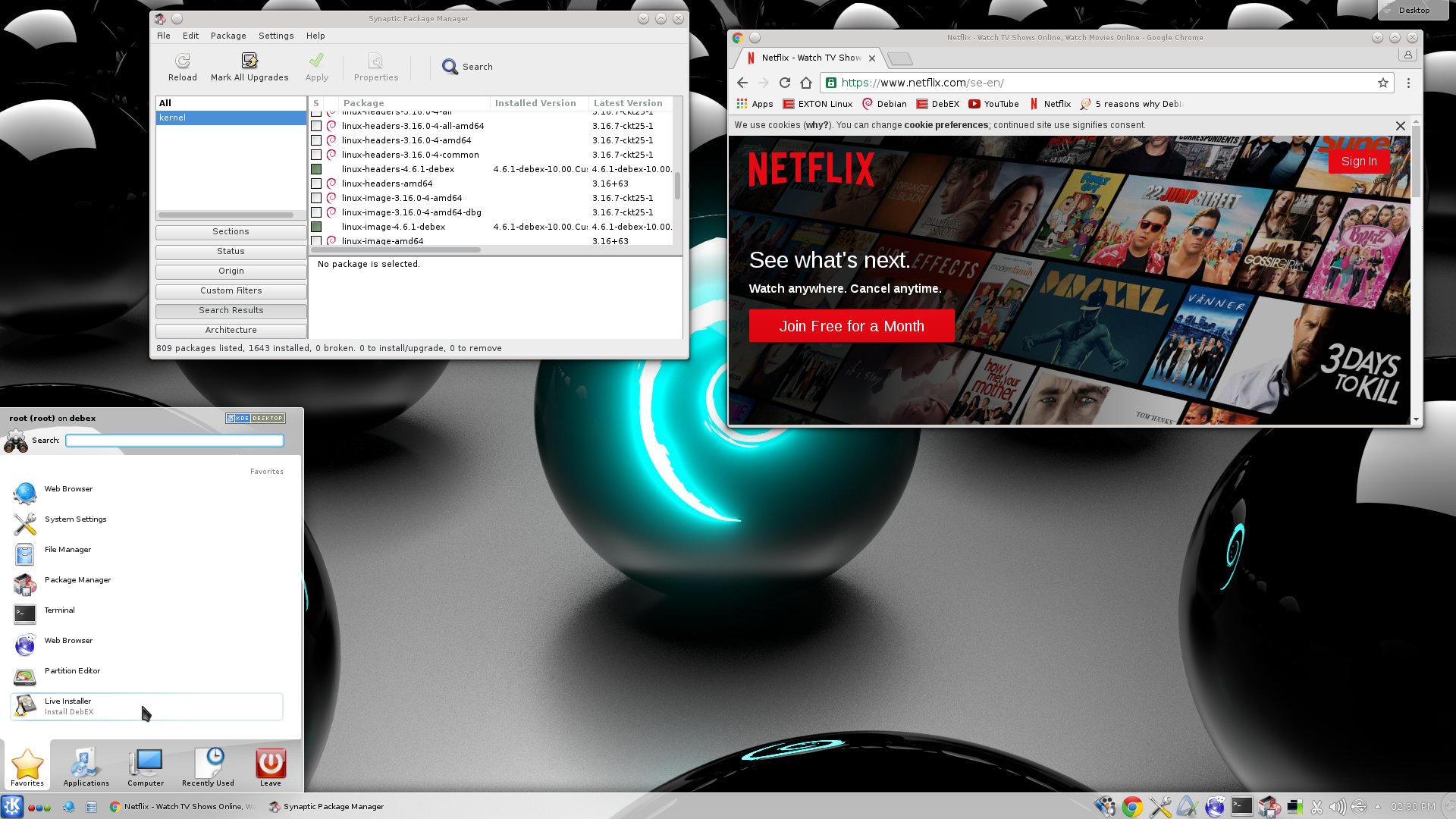 DebEX Live DVD (based on Debian 8.4) with KDE 4.14.2 and kernel 4.6.1